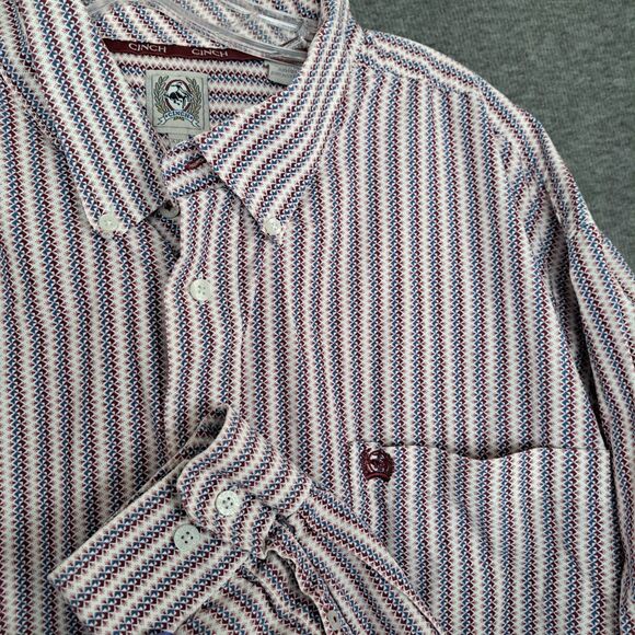 Cinch Men’s Red Geometric Long Sleeve Button Up Size XXL Western Cowboy - Picture 1 of 10